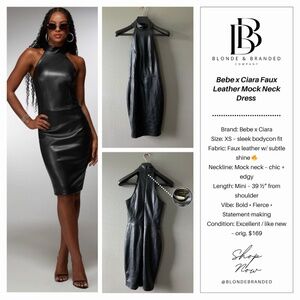 ✨ Bebe x Ciara Faux Leather Mock Neck Dress XS ✨